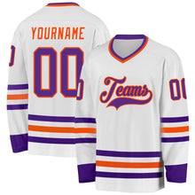 Charger l&#39;image dans la galerie, Custom White Purple-Orange Hockey Jersey
