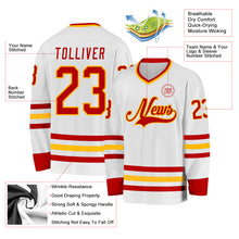 Laden Sie das Bild in den Galerie-Viewer, Custom White Red-Gold Hockey Jersey
