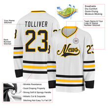 Charger l&#39;image dans la galerie, Custom White Black-Gold Hockey Jersey
