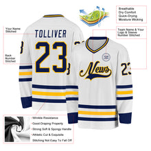 Charger l&#39;image dans la galerie, Custom White Navy-Gold Hockey Jersey
