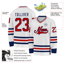 Laden Sie das Bild in den Galerie-Viewer, Custom White Red-Navy Hockey Jersey
