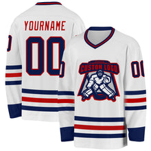 Charger l&#39;image dans la galerie, Custom White Navy-Red Hockey Jersey
