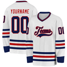 Charger l&#39;image dans la galerie, Custom White Navy-Red Hockey Jersey
