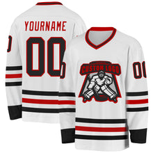 Charger l&#39;image dans la galerie, Custom White Black-Red Hockey Jersey
