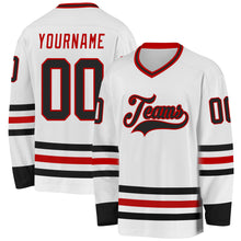 Charger l&#39;image dans la galerie, Custom White Black-Red Hockey Jersey
