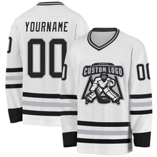 Charger l&#39;image dans la galerie, Custom White Black-Gray Hockey Jersey
