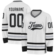 Charger l&#39;image dans la galerie, Custom White Black-Gray Hockey Jersey
