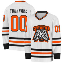 Charger l&#39;image dans la galerie, Custom White Orange-Black Hockey Jersey
