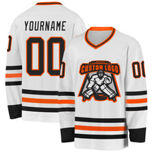 Charger l&#39;image dans la galerie, Custom White Black-Orange Hockey Jersey
