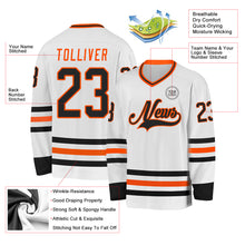 Charger l&#39;image dans la galerie, Custom White Black-Orange Hockey Jersey
