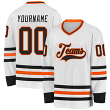 Charger l&#39;image dans la galerie, Custom White Black-Orange Hockey Jersey
