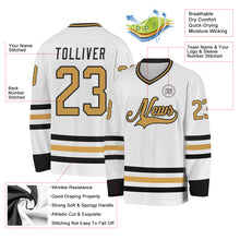 Charger l&#39;image dans la galerie, Custom White Old Gold-Black Hockey Jersey
