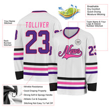 Charger l&#39;image dans la galerie, Custom White Purple Black-Pink Hockey Jersey
