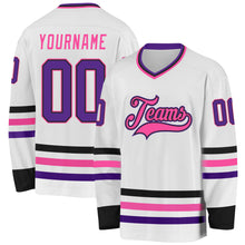 Charger l&#39;image dans la galerie, Custom White Purple Black-Pink Hockey Jersey
