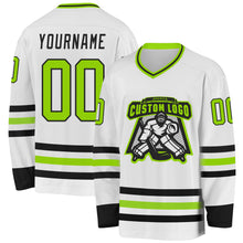 Charger l&#39;image dans la galerie, Custom White Neon Green-Black Hockey Jersey
