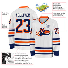 Charger l&#39;image dans la galerie, Custom White Navy-Orange Hockey Jersey
