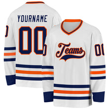 Charger l&#39;image dans la galerie, Custom White Navy-Orange Hockey Jersey
