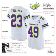 Charger l&#39;image dans la galerie, Custom White Purple-Neon Green Mesh Authentic Football Jersey
