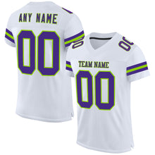 Charger l&#39;image dans la galerie, Custom White Purple-Neon Green Mesh Authentic Football Jersey
