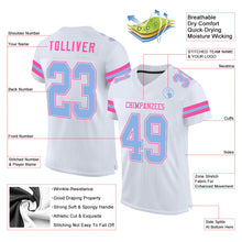 Charger l&#39;image dans la galerie, Custom White Light Blue-Pink Mesh Authentic Football Jersey
