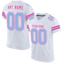 Charger l&#39;image dans la galerie, Custom White Light Blue-Pink Mesh Authentic Football Jersey
