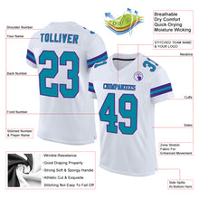 Charger l&#39;image dans la galerie, Custom White Teal-Purple Mesh Authentic Football Jersey
