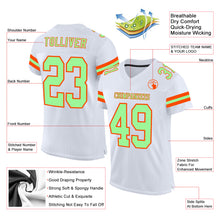 Charger l&#39;image dans la galerie, Custom White Pea Green-Orange Mesh Authentic Football Jersey
