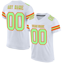 Charger l&#39;image dans la galerie, Custom White Pea Green-Orange Mesh Authentic Football Jersey
