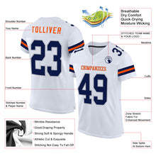 Charger l&#39;image dans la galerie, Custom White Navy Gray-Orange Mesh Authentic Football Jersey
