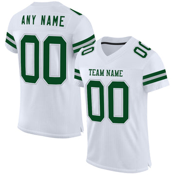 Custom White Green-Gray Mesh Authentic Football Jersey