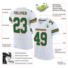 Charger l&#39;image dans la galerie, Custom White Kell Green-Orange Mesh Authentic Football Jersey
