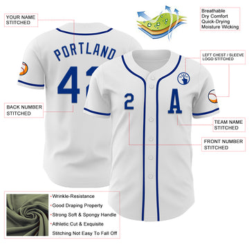 Custom White Royal Authentic Baseball Jersey