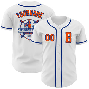 Custom White Orange-Royal Authentic Baseball Jersey