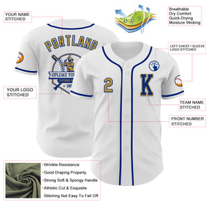 Custom White Old Gold-Royal Authentic Baseball Jersey