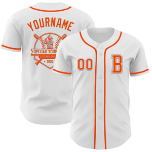 Custom White Orange-Gray Authentic Baseball Jersey