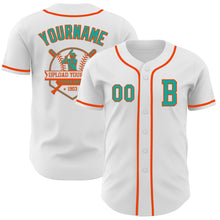 Charger l&#39;image dans la galerie, Custom White Aqua-Orange Authentic Baseball Jersey
