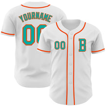 Charger l&#39;image dans la galerie, Custom White Aqua-Orange Authentic Baseball Jersey
