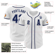 Load image into Gallery viewer, Custom White Navy Authentic Baseball Jersey
