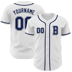 Custom White Navy Authentic Baseball Jersey