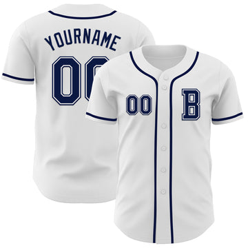 Custom White Navy Authentic Baseball Jersey