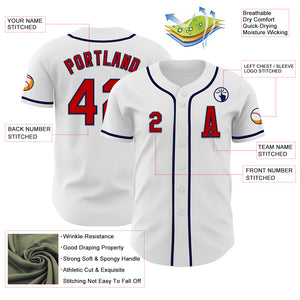 Custom White Red-Navy Authentic Baseball Jersey