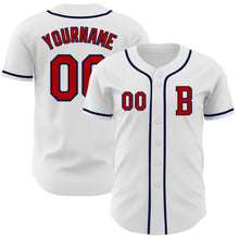 Charger l&#39;image dans la galerie, Custom White Red-Navy Authentic Baseball Jersey
