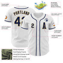 Charger l&#39;image dans la galerie, Custom White Navy-Old Gold Authentic Baseball Jersey
