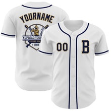 Charger l&#39;image dans la galerie, Custom White Navy-Old Gold Authentic Baseball Jersey
