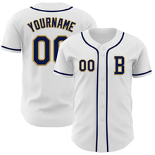 Charger l&#39;image dans la galerie, Custom White Navy-Old Gold Authentic Baseball Jersey
