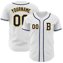 Charger l&#39;image dans la galerie, Custom White Navy-Gold Authentic Baseball Jersey
