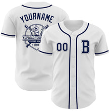 Charger l&#39;image dans la galerie, Custom White Navy-Gray Authentic Baseball Jersey
