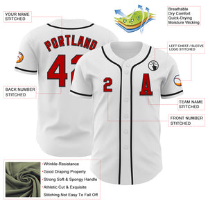 Custom White Red-Black Authentic Baseball Jersey