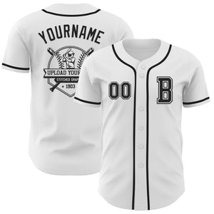 Custom White Black Authentic Baseball Jersey