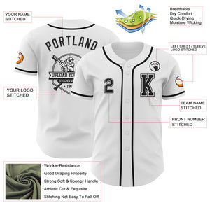 Custom White Black Authentic Baseball Jersey